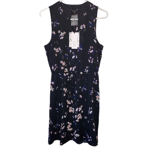 41 Hawthorn Sleeveless Split V-Neck Dark Navy Floral Dress Size Small - Picture 1 of 12